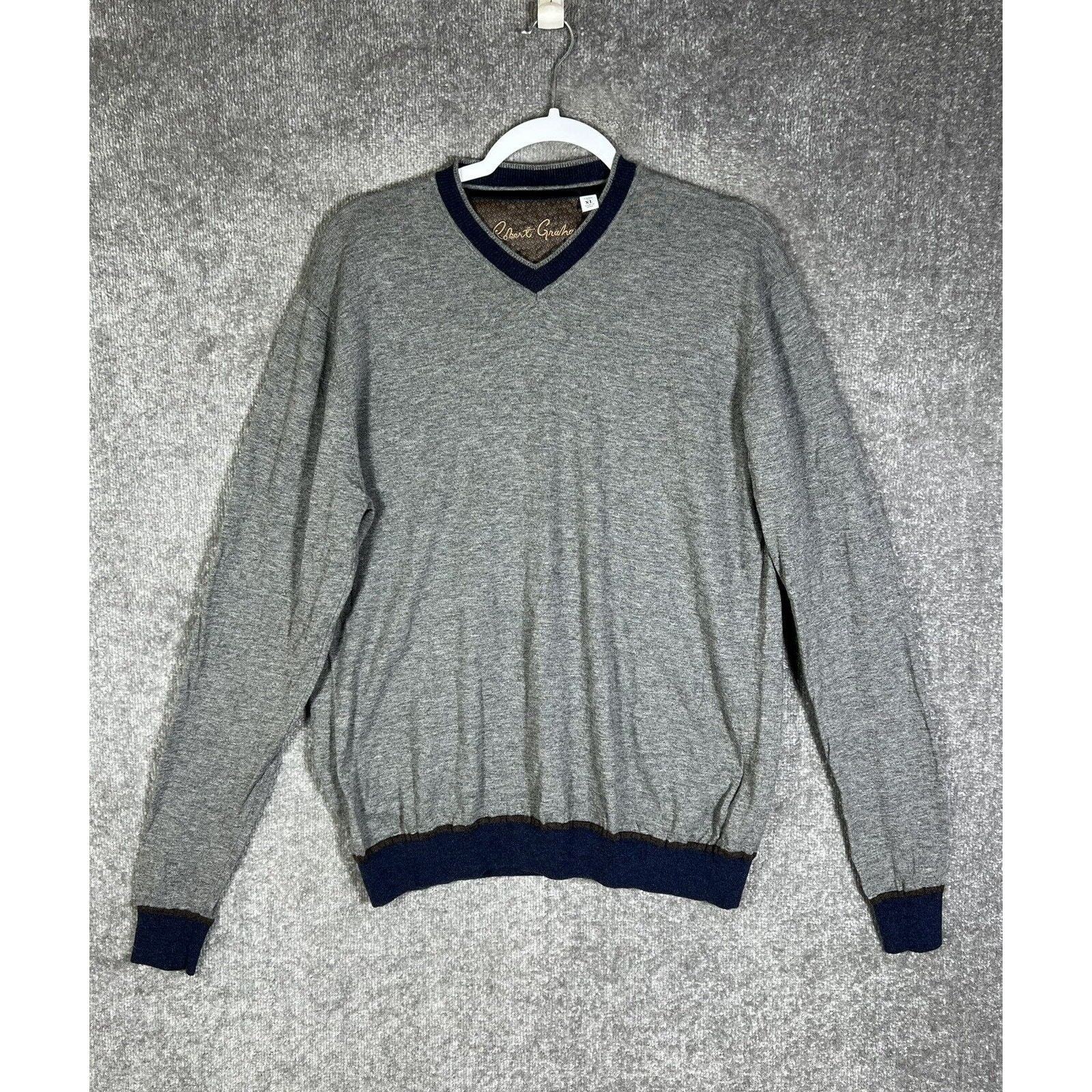 Robert Graham Sweater Mens Size Xl Merino Wool Blend Classic Fit V-Neck Pullover